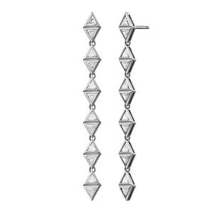 Üçgen zirkonya 18 k sarı altın küpe takı - Product Image 3