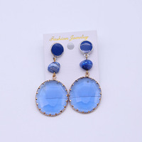E007x brincos de cristal longo de pedra, com strass acrílico e pedra azul marinho para mulheres 2020