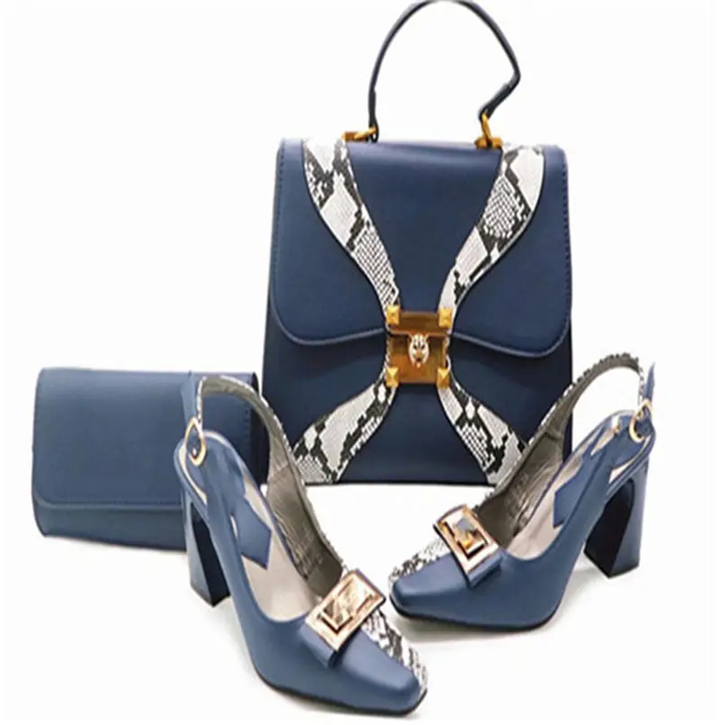 Conjunto de bolsa e sapatos grandes, elegante, bolsa com conjunto de sandália para senhoras