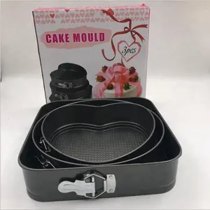 Poêle à gâteau antiadhésive rond ou carré, 1 à 3 pièces, en forme de cœur, fond amovible, ustensiles de cuisine pour pâtisserie à faire soi-même