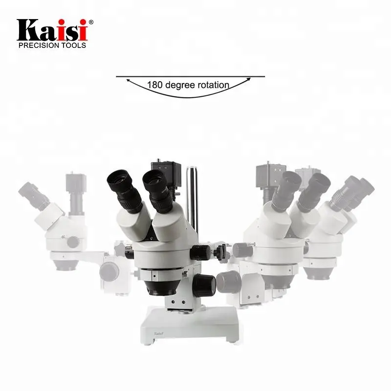 Kaisi 7X-45X Digitale Zoom Pcb Inspectie Vga Stereo Trinoculair Microscoop Met Gekruiste Houder