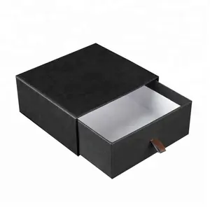 Toptan hediye kutusu Özel Logo Lüks Siyah Sürgülü Çekmece Kemer Ambalaj Kutuları