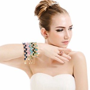 LUOTEEMI Big Crystal Natural Stone Matching New Fashion Colorful <strong>Gold</strong> <strong>Dainty</strong> Finger Statement for Woman Color <strong>Ring</strong> - Product Image 4