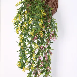 Artificial Wisteria flowers Vines Wedding Decor Rattan Flower Garland Silk Cherry Leaf Home Garden