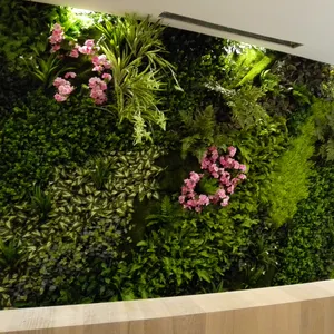 Plastik panel ficus ağacı yapay ağacı için kapalı ve açık plastik çim hadge yapay dikey bahçe duvar dikey yeşil