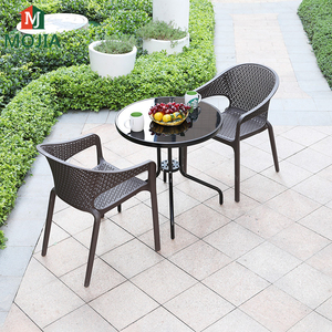 Moderna cafetería al aire libre muebles de jardín de plástico silla de Patio <span class=keywords><strong>Bistro</strong></span> conjunto Patio mesa de café silla