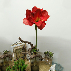 คุณภาพสูงสาขาเดียว Kaffir Lily สีแดงประดิษฐ์ Clivia ดอกไม้ - Product Image 1