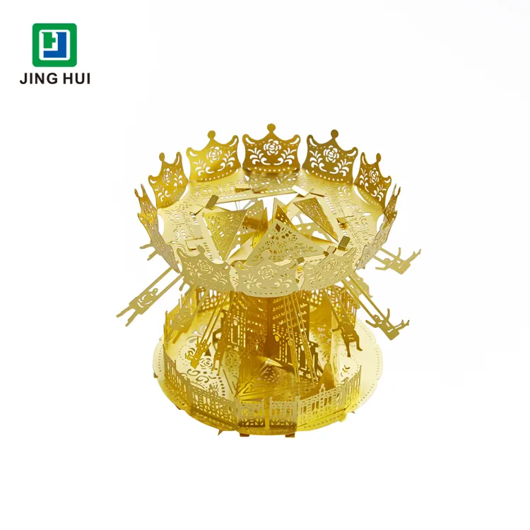 Custom Magical Model Educational Toy Metal Puzzle Self Assembly Merry-Go-Round 3D Metal Model