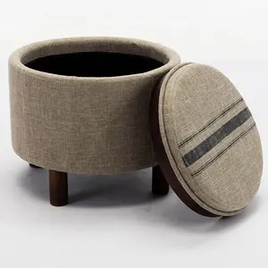 Tissu Café Boîte De Rangement De Table Maison & Siège Tabouret De Bureau Chaise Pouf