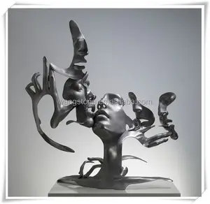 Contemporary Art Decoration Stainless Steel Abstract Sculpture Five Human Faces