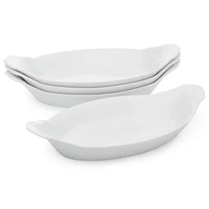 Ramekin Dishes, Fine White Porcelain, 10-Inch, Set of 4