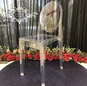 Resin Plastic Clear Dining Chair Stapelbare Hochzeit Ghost Armless Chairs Dining Transparente Möbel