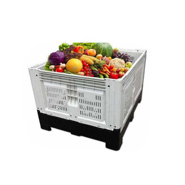 Heavy duty large vented food grade pallet crates plastic folding fruit