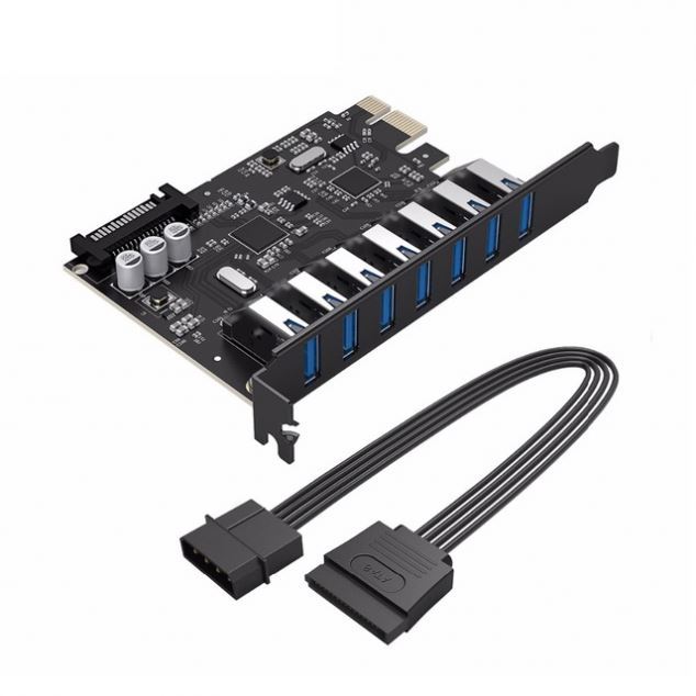 PVU3-7U USB3.0 PCI Express Card Adapter PCI-E USB 3.0 HUB Controller Adapter Card For Windows 10 8 7 Vista XP