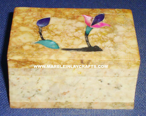 Caja con incrustaciones de mármol, piedra de Soapstone bonita - Product Image 1