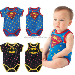 Sin mangas al por mayor recién nacido mono del bebé roomper sets impreso superman/Spiderman - Product Image 2