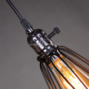 European <span class=keywords><strong>Cafe</strong></span> vintage Cage Shade techo Hotel lámpara colgante de hierro - Product Image 6