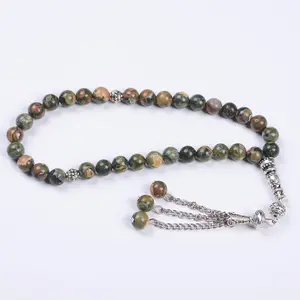 Fashional 33 Polar Jade Muslim Prayer Beads Islamic tasbeh Gemstone Jewelry Turkish Mesbaha Tesbih Zikr Beads