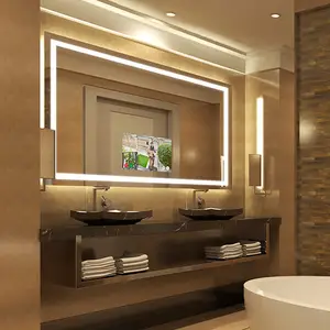 Fabrika özel siyah alüminyum çerçeve banyo LED ayna, duvara monte banyo aynası