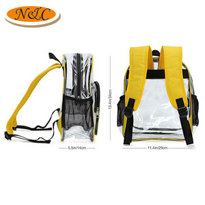 Graziosi bambini in pvc trasparente chiaro sacchetto di scuola dello zaino con tasche laterali a rete, resistente materiale pvc trasparente zaino all'ingrosso - Product Image 5
