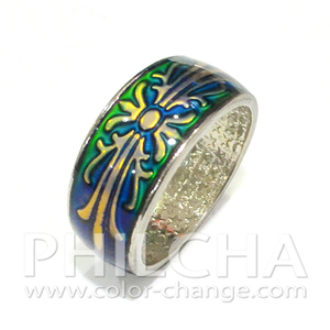 แหวนสายคาดกว้างทำจากสังกะสีผสมแฟชั่นสไตล์คลาสสิกเปลี่ยนสีได้พร้อมลวดลายราชวงศ์สำหรับทุกเพศ - Product Image 6