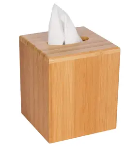 Handmade Stylish Bamboo Wooden Square Boutique Tissue Box Cover
