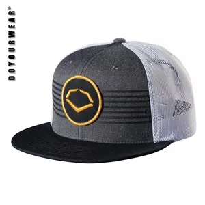 แบน Brim Snapback ตาข่ายหมวก Trucker หมวกเย็บปักถักร้อย Patch