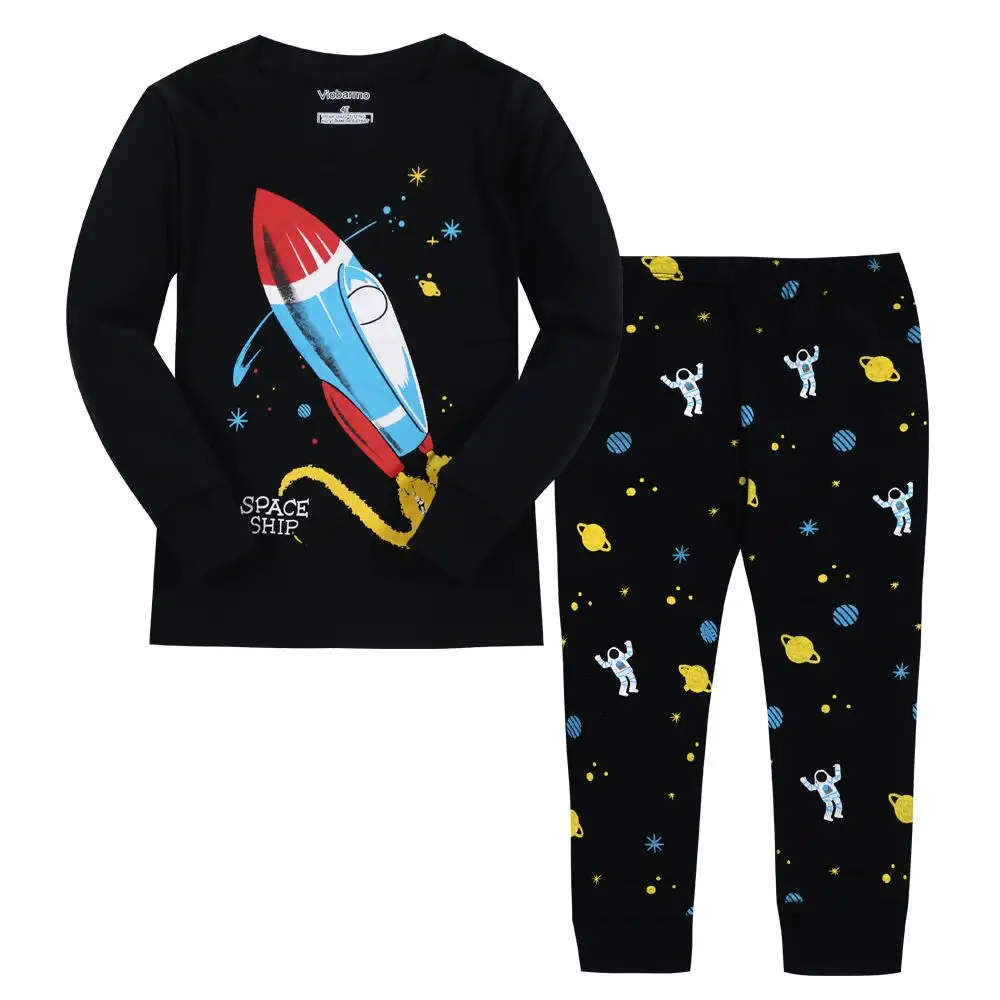 OEM Popular Long Sleeves Home Wear Kids Suits 100% Cotton boys Pajamas Set children sleepwear