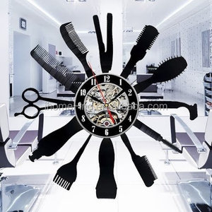 Arte de <span class=keywords><strong>la</strong></span> pared relojes de disco vinilo herramientas de barbero forma relojes de pared de lujo - Product Image 1