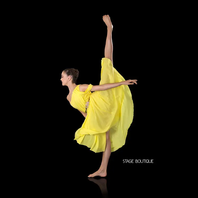 Adult Girls Lyrical Ballet Dance Dress Yellow Dancewear High Quality Performance Wear