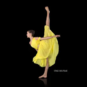 Robe de danse lyrique pour filles adultes, jaune, vêtements de danse de haute qualité, vêtements de performance - Product Image 1