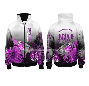 wholesales long sleeve womens cheerleading jacket polyester custom sublimated cheer wear dance jacket for ladies