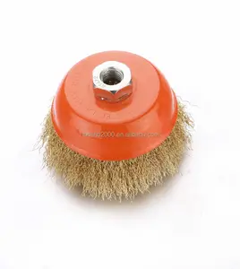 Cepillo de copa de alambre de acero prensado, cepillo de limpieza redondo para amoladoras angulares y óxido de limpieza