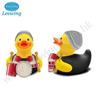 Canard en caoutchouc jaune avec casque, prix d'usine, cadeau promotionnel, PVC sans phtalate, personnalisé, DJ disco, radio, chanteur, présentateur