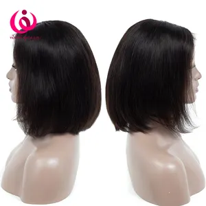 10 12 inch remy Cuticle Aligned virgin Peruvian Human hair short full lace bob Wigs bob wigs for african american