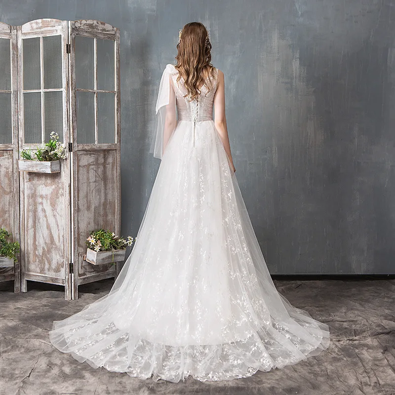 vintage boho beach wedding dress Unique Long Sleeves V Back Boho Beach Rustic Lace Wedding Dresses