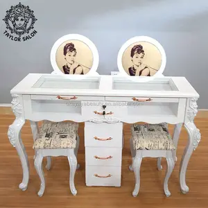 Стол для маникюрного салона, двойной Маникюрный Стол для продажи, столы для маникюра в стиле барокко