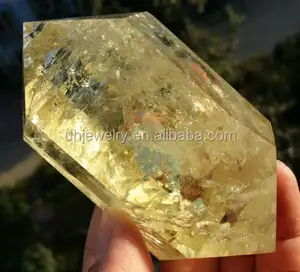 Wjolesale natural hot sale natural fengshui crystals healing stones citrine double points yellow crystal wands