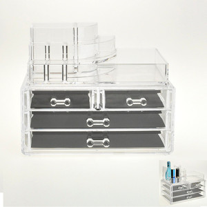 OEM claro al por mayor acrílico maquillaje caso con cajones - Product Image 1