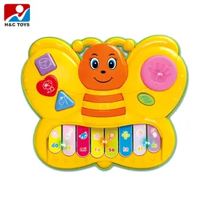 Món quà tốt cho trẻ em 13 phím Bee Shape nhựa đồ chơi đàn piano với ánh sáng và âm nhạc