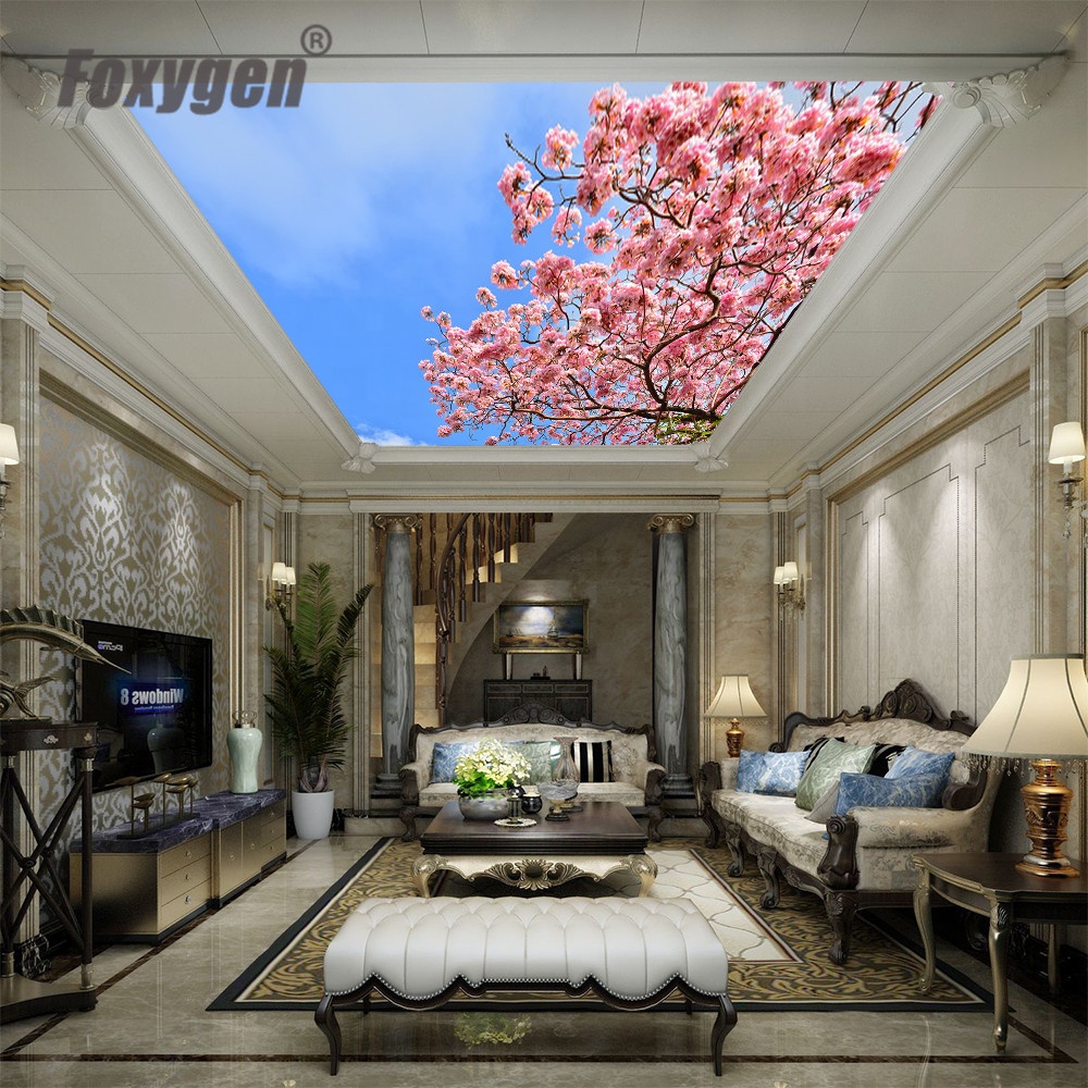 Film de plafond tendu en PVC motif oiseaux et ciel