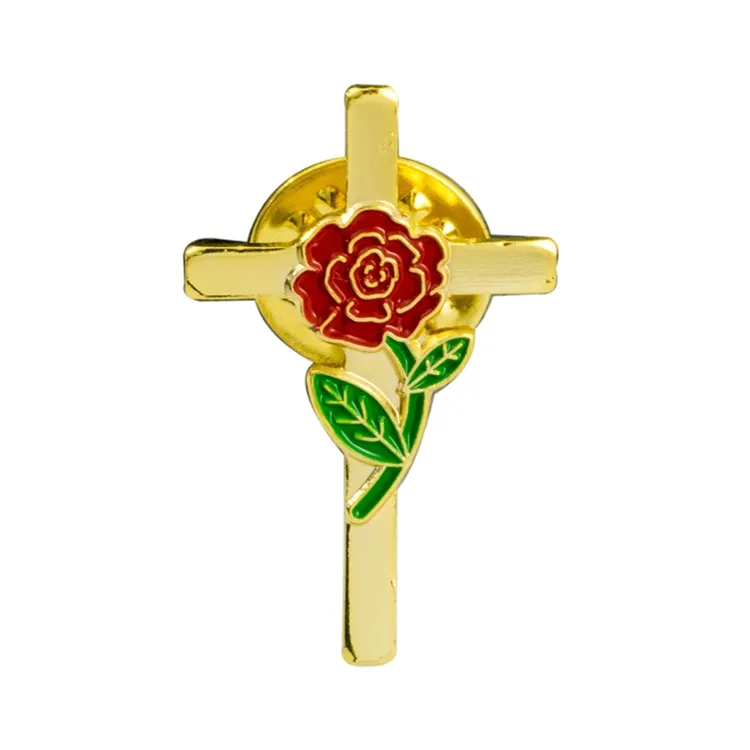 Aangepaste Metal Gold Christian Cross <span class=keywords><strong>Religieuze</strong></span> Badge Revers Pin Voor Promotie