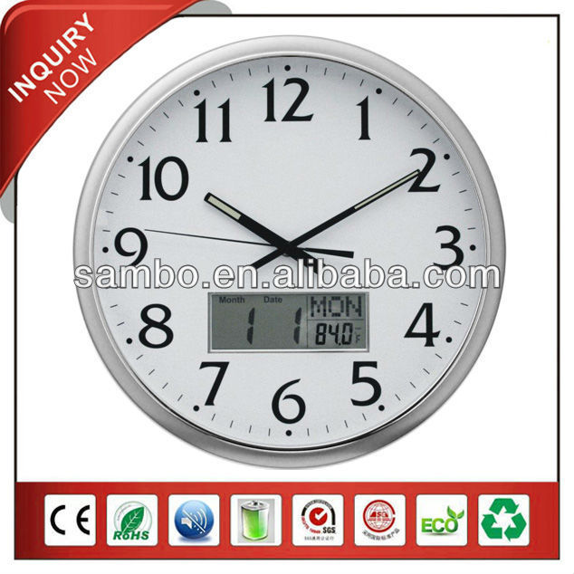 Analog LCD Wall Clock with Digital Date