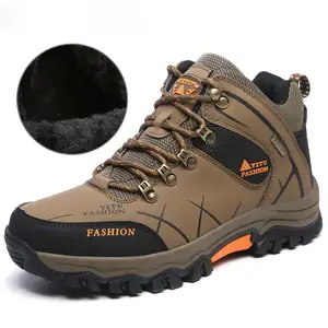 Waterproof Hiking Shoes for Men Shockproof Non-Slip Leather Warm High-top Outdoor Snow Lightweight Hiking Running Shoes