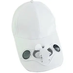 批发6面板棒球帽太阳能安全帽散热风扇