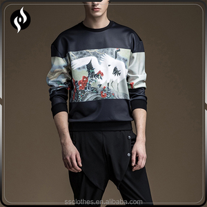 <span class=keywords><strong>El</strong></span> último diseño de personalizar la impresión jersey negro de cuello redondo camiseta de los hombres - Product Image 4