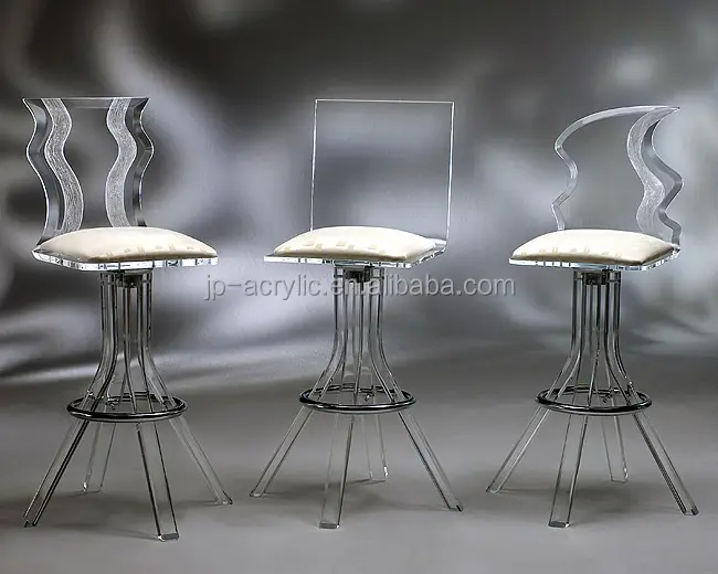 Clear Acrylic Folding Bar stool with clear acrylic seat high back barstool