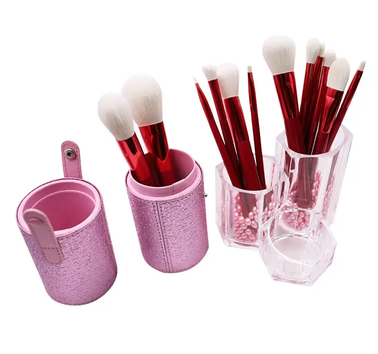Red Custom Beauty OEM Cosmetics Makeup Brush Set Professional
