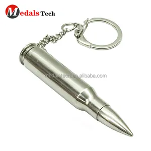 Hot Sell Factory Price Personalized <strong>Custom</strong> Plating Gold <strong>Bullet</strong> Shape Blank <strong>Keychain</strong> - Product Image 1