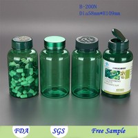 Botella de Plástico para Píldoras y Mascotas, Biodegradable, Libre de BPA, Esmerilada, Verde, Ámbar, Envase Personalizado, 200ml~250ml, Venta al Por Mayor